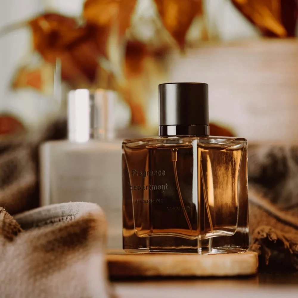 Perfume on Busy Shelf